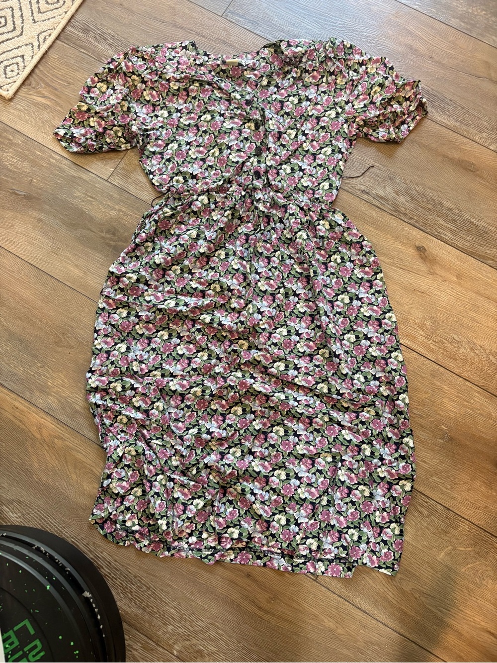 Vintage E.D. Michaels Pink, Green and White Floral Midi Dress